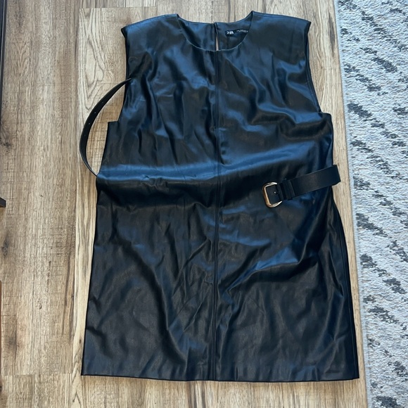 NEW! Zara Faux Leather Sleeveless Mini Dress - Picture 4 of 8